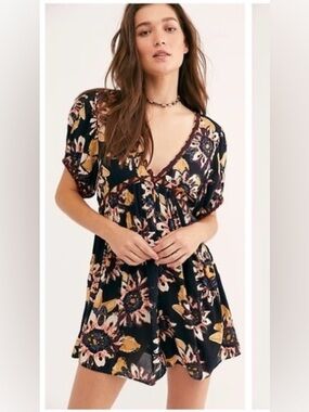 Free People Black Floral romper